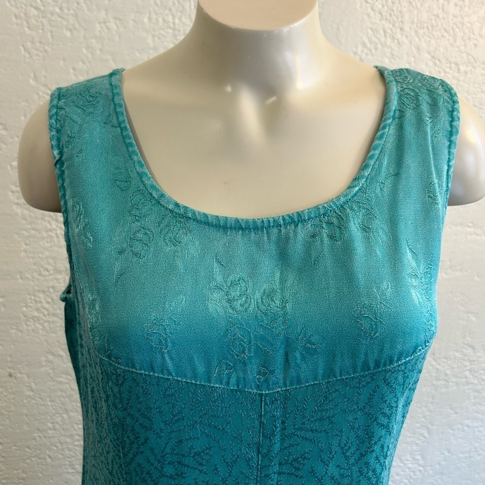 Citron Santa Monica MED 100% rayon mint turquoise cottagecore Dress - Picture 6 of 11